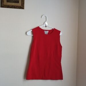 White Stag Blouse Women L Red Sleeveless Top Academia Preppy Versatile Office